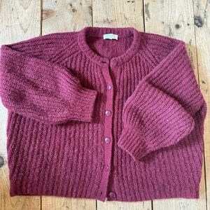 Sézane Knit Cardigan In Burgundy